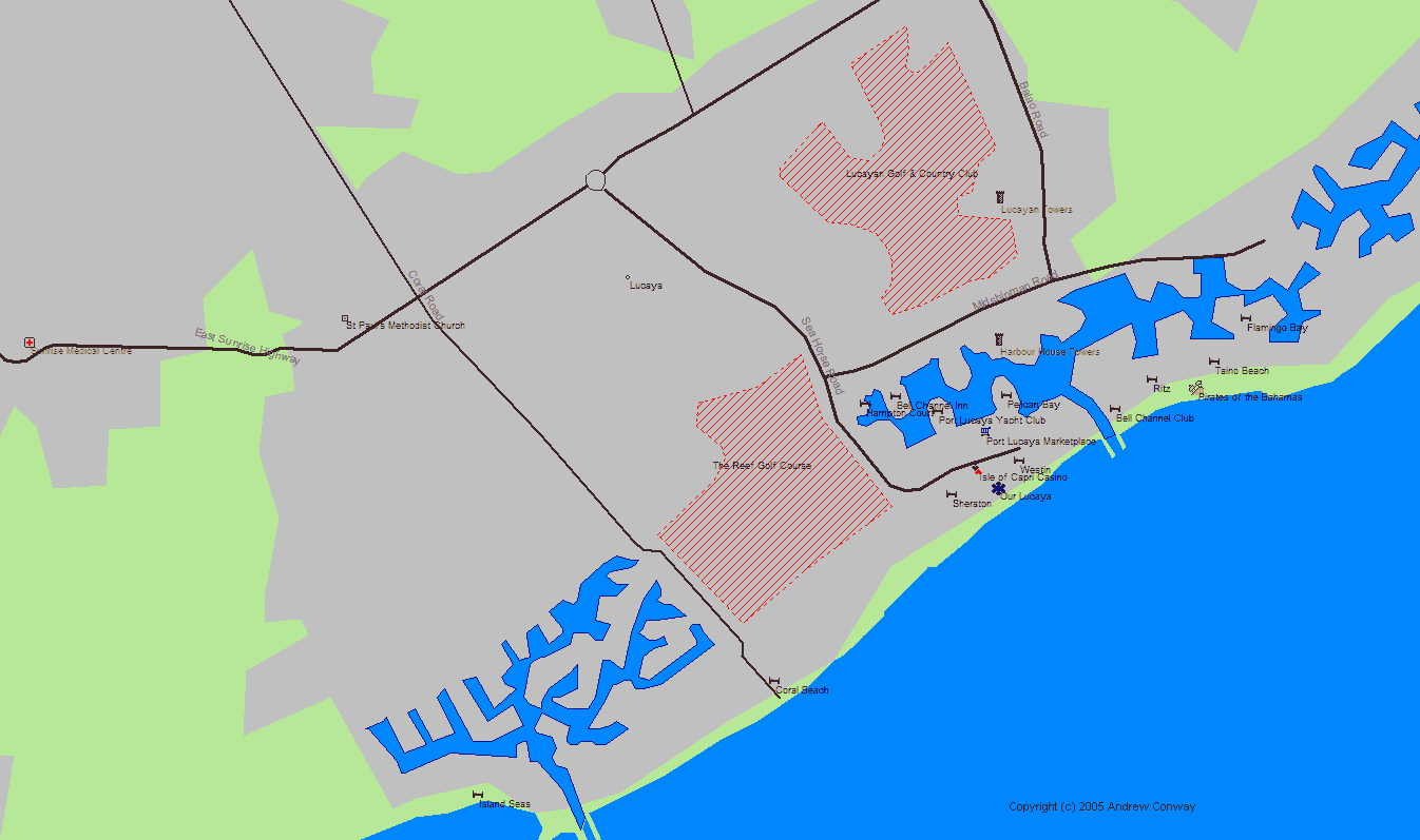  map of greater Lucaya  Grand Bahama